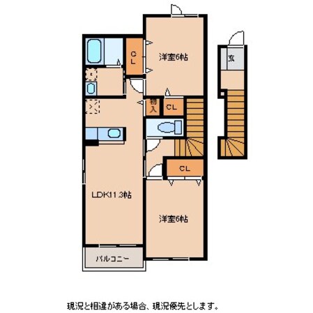 大屋駅 徒歩71分 2階の物件間取画像